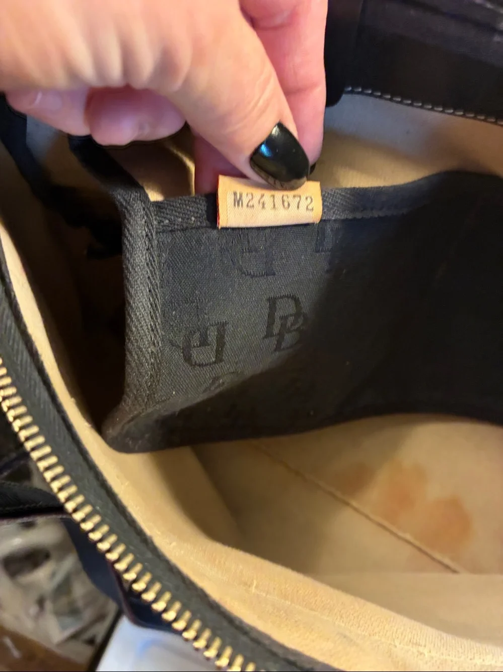 Vintage Dooney & Bourke Black  Designer Monogram Tote Bag - Satchel